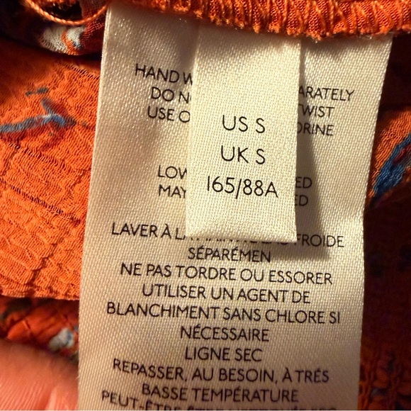 Free People | NWT Final Rose Orange Floral Ruched Blouse | Sz S - Picture 11 of 13